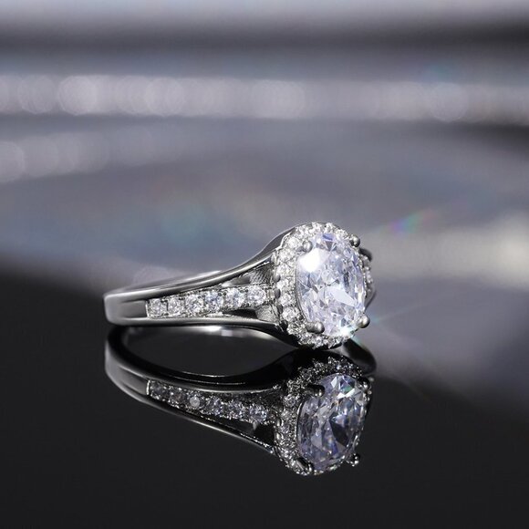 ❤Three Layer Crystal Pure Oval Zircon Wedding Clear Rings for Women, MAR… - Picture 3 of 6